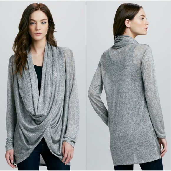 Alice Olivia Sweaters Alice Olivia Draping Wraparound Top Gray